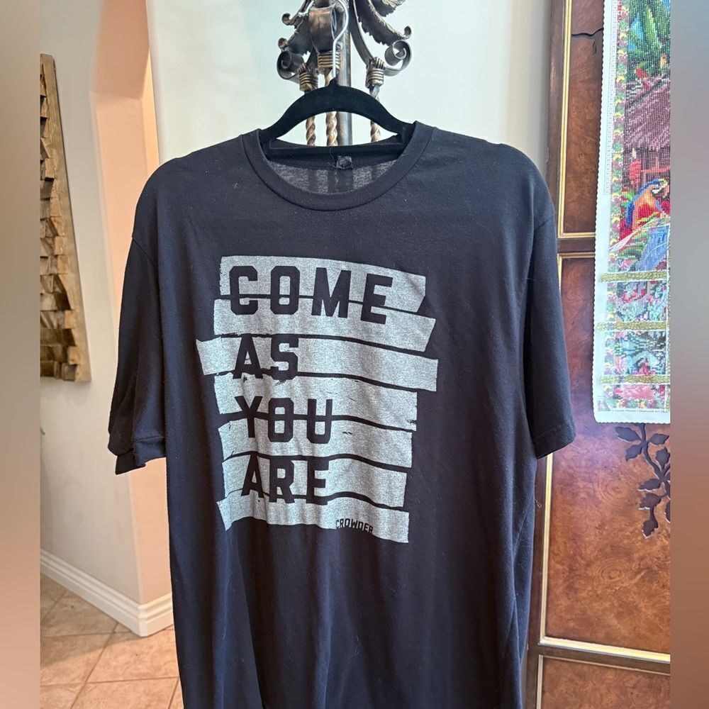 Black Graphic T-Shirt with White Text